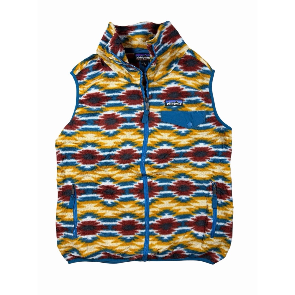 Patagonia Synchilla Fleece Vest Womens M Aztec Southwest Print Full Zip Rare